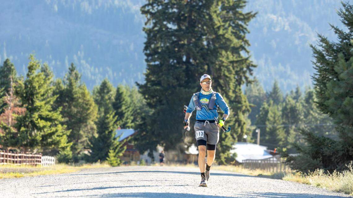Oly Trail Runner Michael Marchand at the start of the Cascade Crest 100 race.