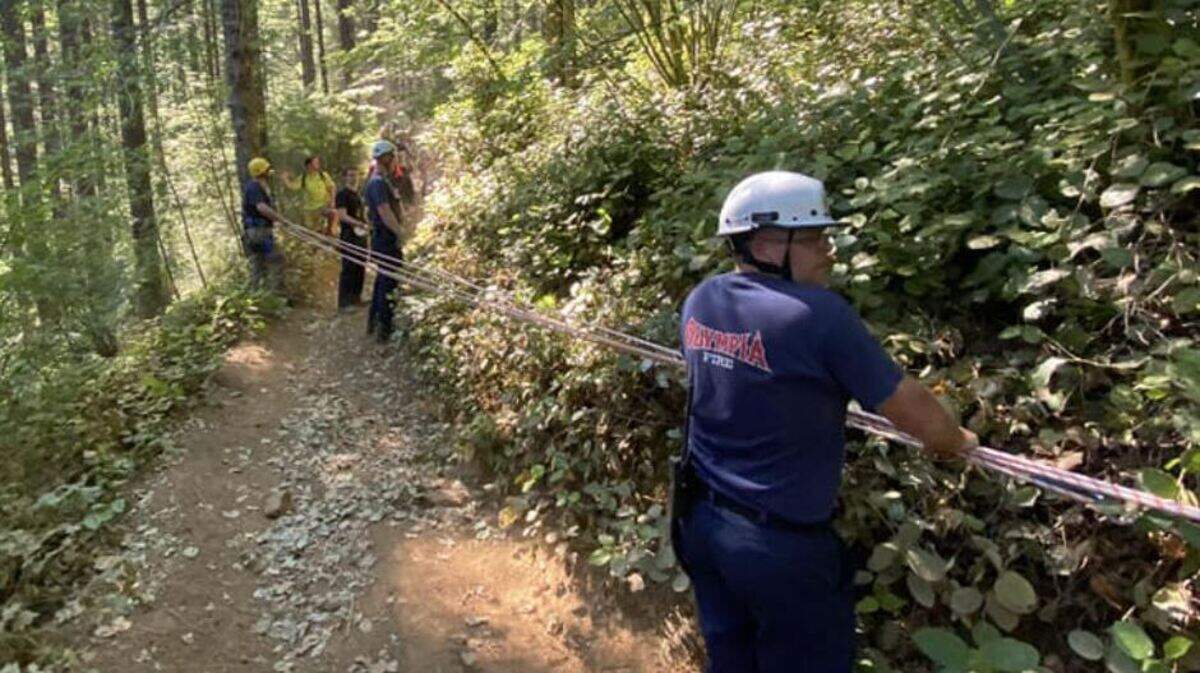 A person crashed an all-terrain vehicle at Capitol Forest Sunday afternoon and was later airlifted to an area hospital, according to the McLane/Black Lake Fire Department. The Thurston County Special Operations Rescue Team was requested to assist with the low angle rope rescue to rescue the driver from a ravine.