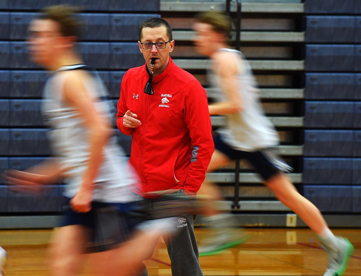 Black Hills head coach Jeff Gallagher runs a high speed, high energy pace during the Wolves’ Jan. 16th practice.