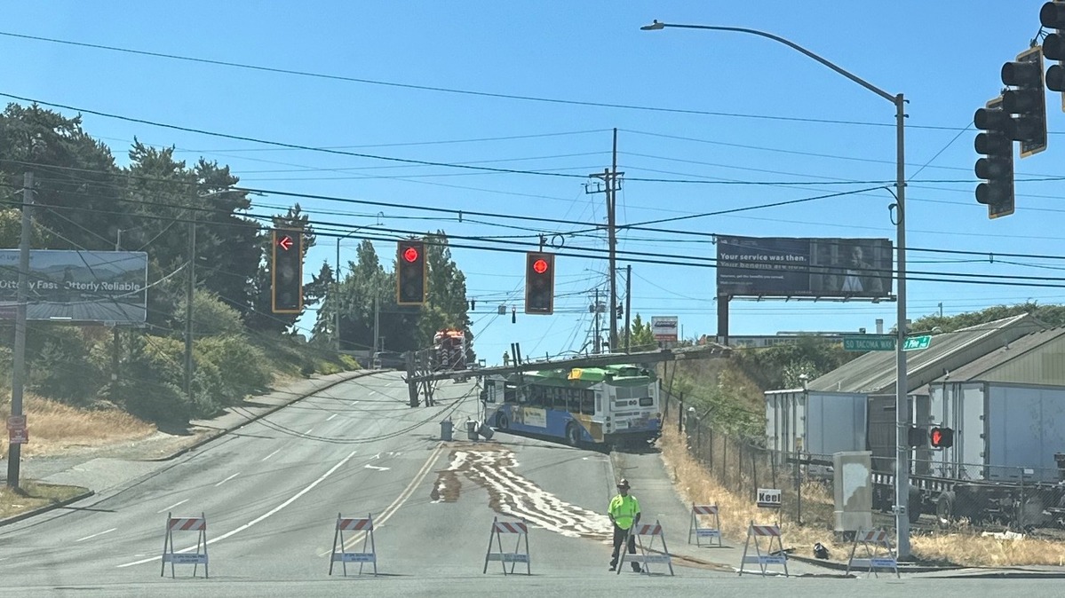 The bus lost power in the 3400 block of South Pine Street Sunday morning, which is near South Tacoma Way, according to police.
