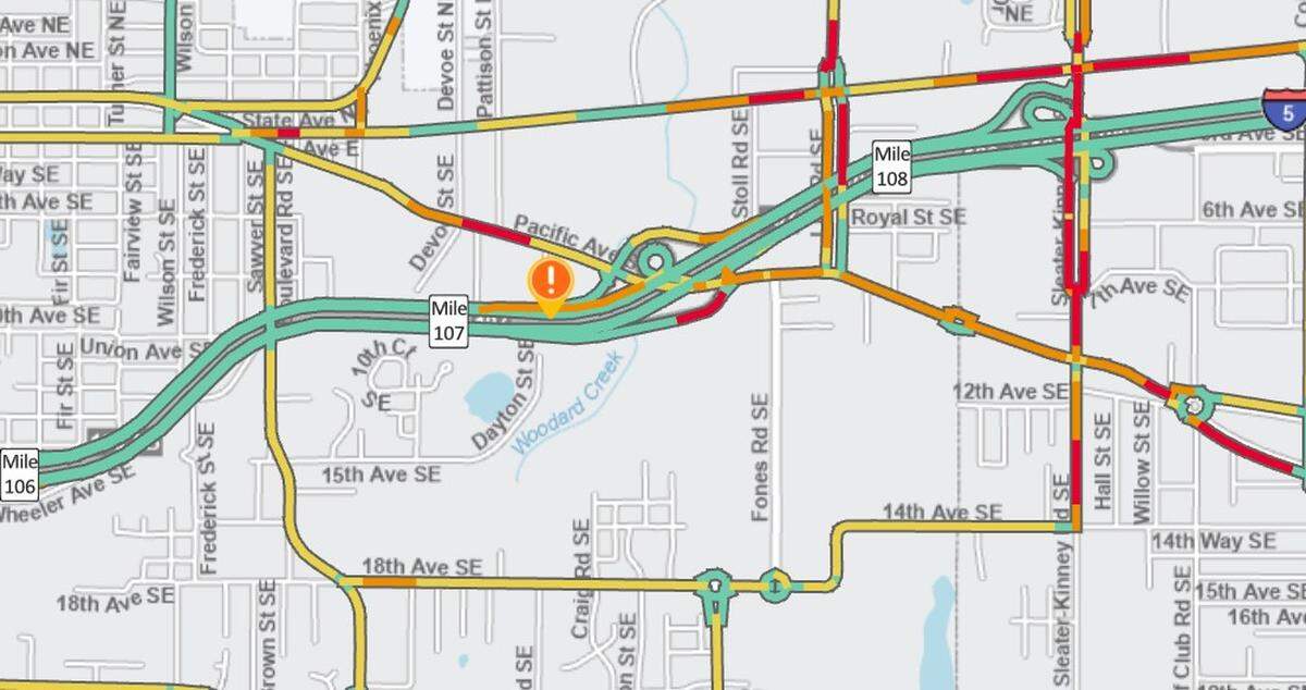 The Pacific Avenue on-ramp to southbound I-5 in Olympia will close 8 a.m. to 3 p.m. Thursday for drainage and vegetation work.
