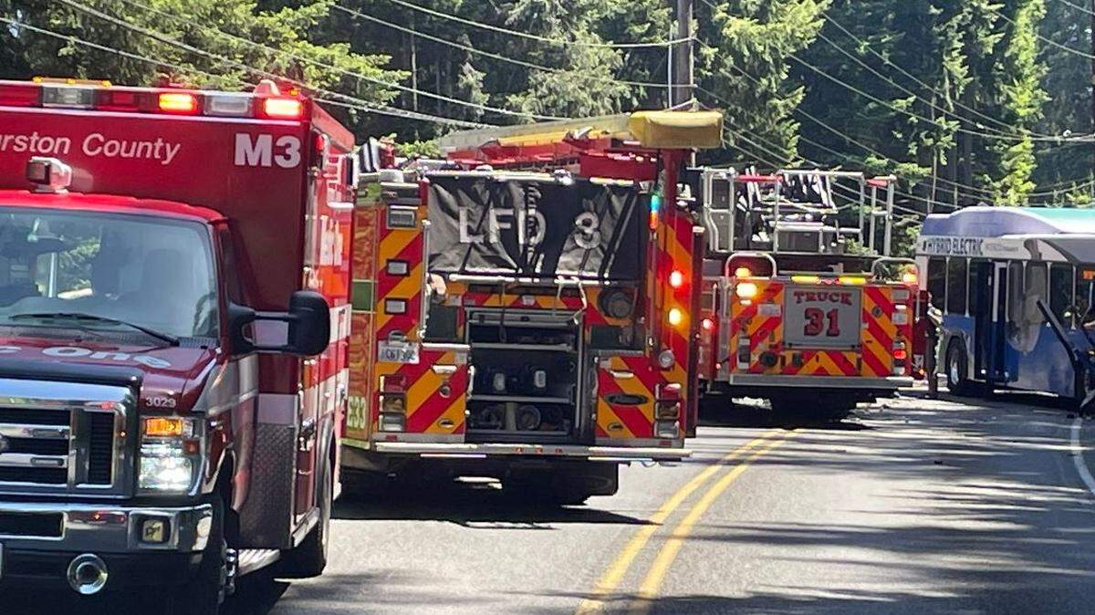Lacey Fire District 3 and the Thurston County Sheriff’s Office responded to a bus vs. car collision on Yelm Highway Saturday afternoon.