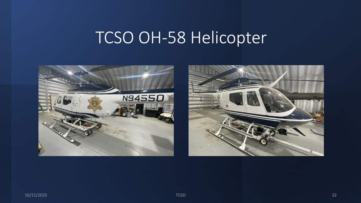 Thurston County Sheriff Derek Sanders recently obtained a military surplus helicopter to use for search and rescue operations as well as pursuits. However, much work must be done before It's ready to fly.