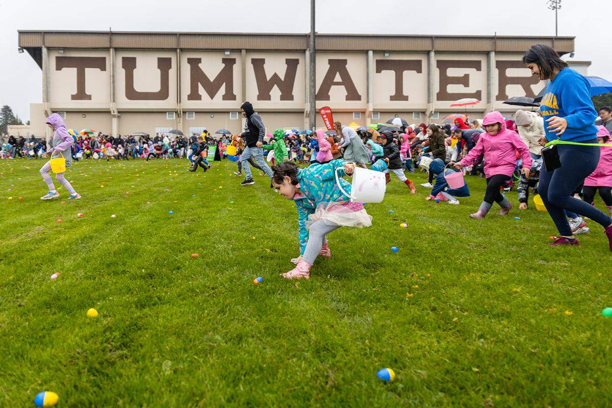 Children race for treats in Tumwater’s annual Easter Egg Dash.