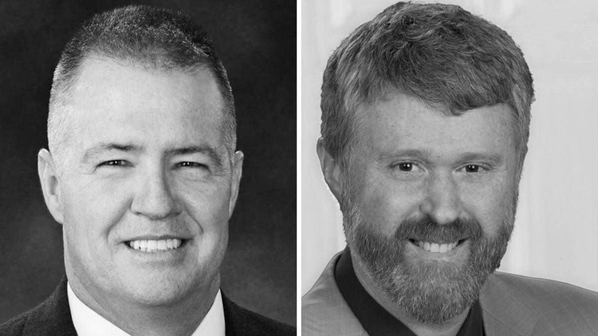 Incumbent Bud Blake, left, and Tye Menser advance to November’s election for the Thurston County seat.