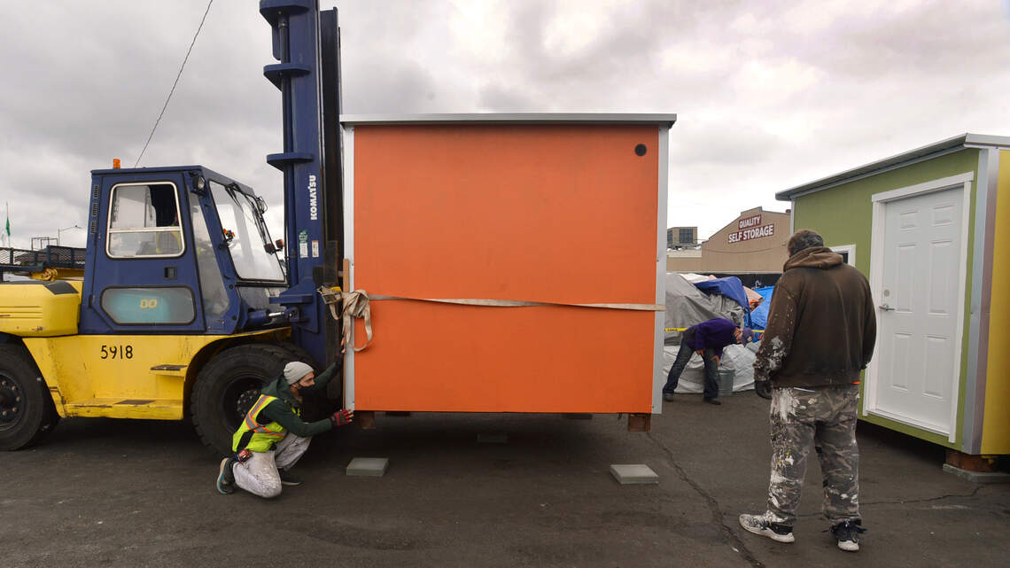 Microhouses replace tents at Olympia’s mitigation site