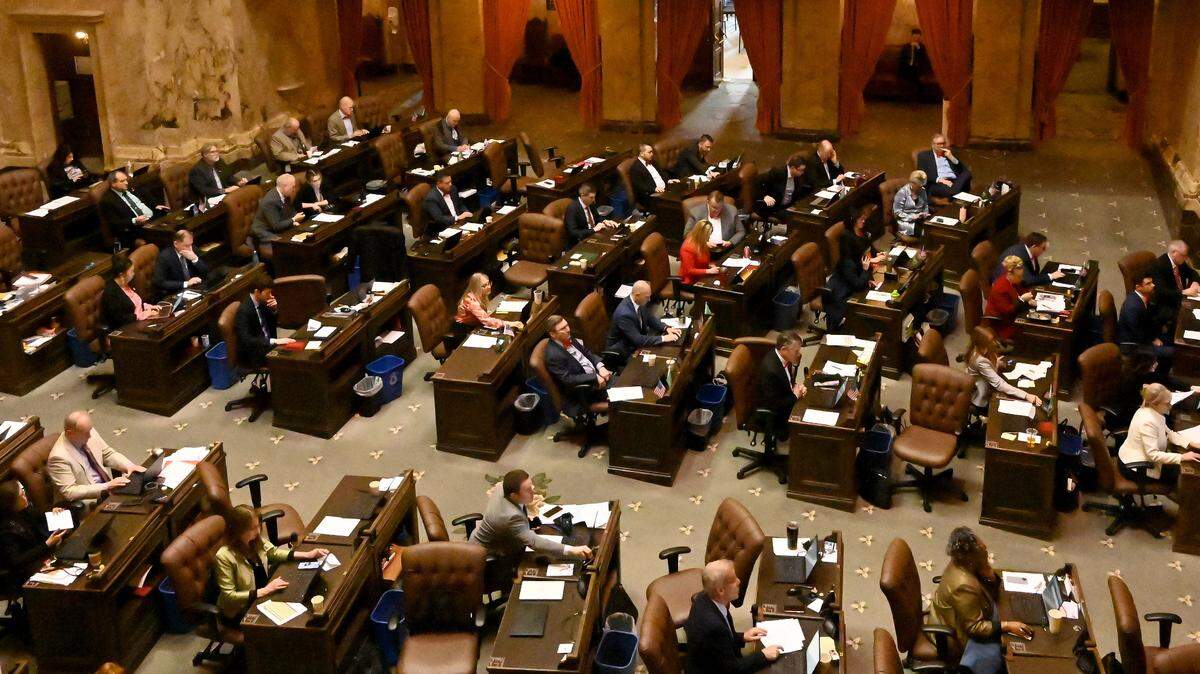The Washington state House of Representatives work on legislation sent over from the Senate on the last day of the 2024 legislative session.