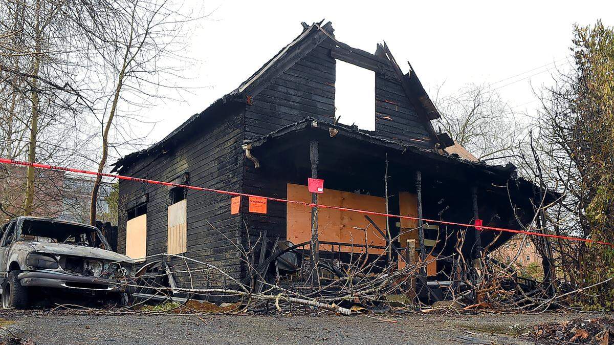 The remnants of a downtown Olympia home, shown Sunday, after fire destroyed the residence Saturday afternoon, March 18, 2023, and displaced four residents, according to an Olympia fire official. The residence is at Seventh Avenue and Jefferson Street Southeast.