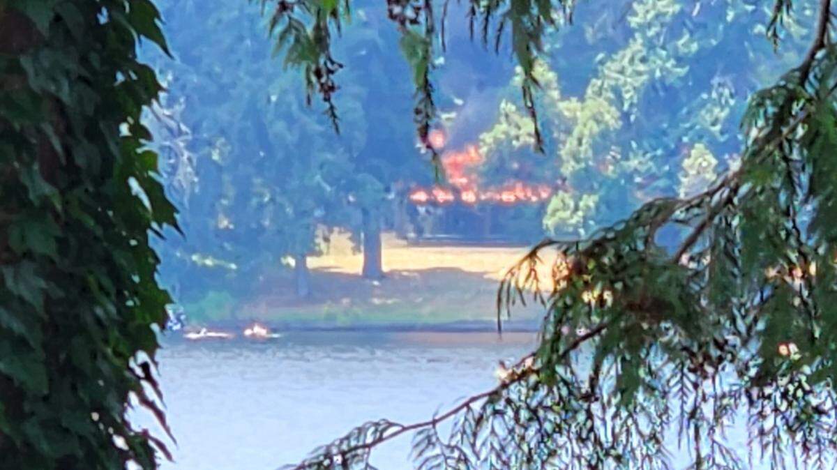 A lodge at Hicks Lake in Lacey, which is part of the Gwinwood Retreat Center, was destroyed by fire Tuesday afternoon, according to Lacey Fire District 3.