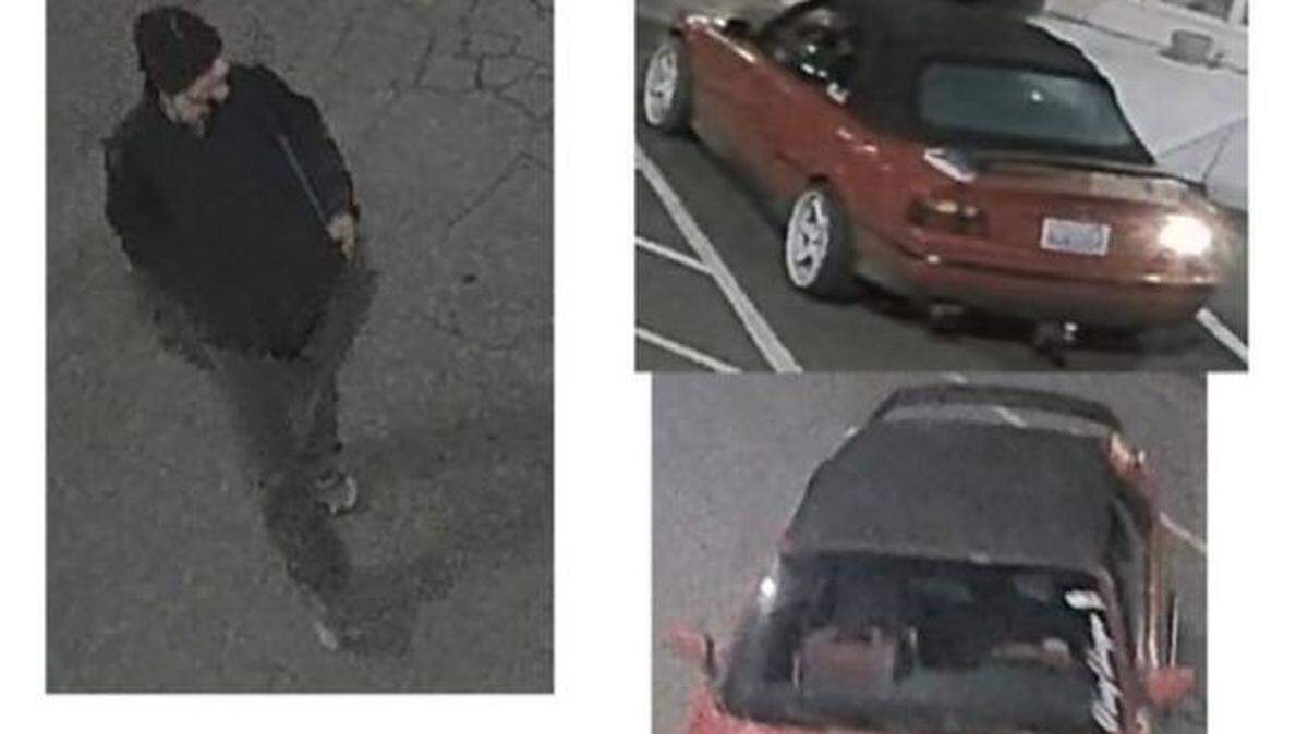 Lacey Police are looking for a man last seen driving a BMW convertible with custom wheels, spoiler, tow hitch and a windshield sticker.