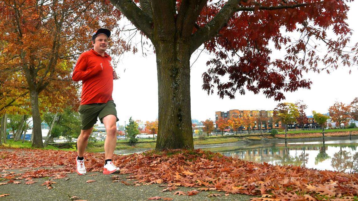 Olympia resident Mathias Eichler heads out for a run from East Bay Drive Northeast near Swantown Marina. A regular runner, Eichler ran every Olympia street over a two-month period in late 2018 early 2019.