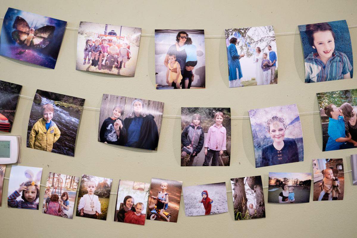Prism Dawn McCabe hung photos of Avery Ping on the wall of Soul Cafe, located at 300 5th Ave SW, Olympia, for a Sunday, Jan. 12, 2025, memorial service.