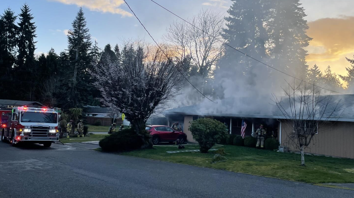 Lacey Fire District 3 responded to a house fire at about 6:30 p.m. Tuesday, March 12, on the 300 block of Thunderbird Court Southeast, Chief Steve Brooks said.