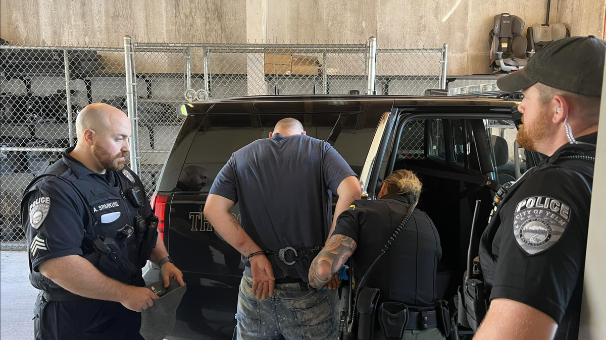 Cody Andrew Merritt turned himself in to law enforcement on Sept. 4, three days after he alleged shot a woman on a property near Yelm. Thurston County Sheriff Derek Sanders shared a photo of Merritt’s arrest on Facebook.