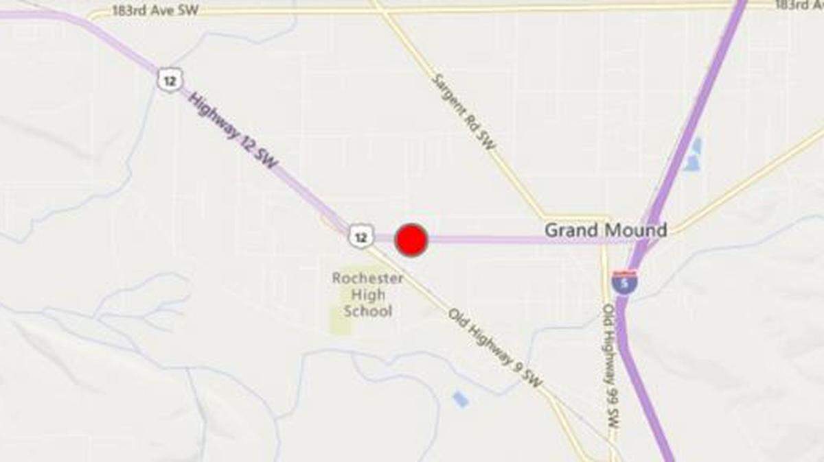 The red dot marks the location of a Saturday afternoon crash in south Thurston County that sent a 60-year-old Rochester man to Harborview Medical Center in Seattle. The man died Monday.