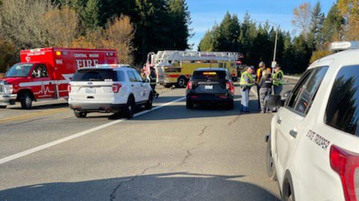 The woman died at the scene of a head-on crash about 2:15 p.m. on U.S. Hwy. 101 at Wallace Kneeland Boulevard, according to Washington State Patrol.