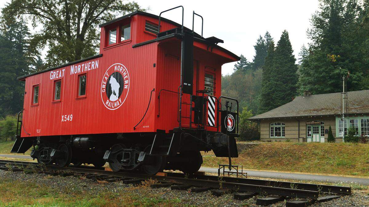 A restored X549 caboose awaits visitors to the inaugural Tenino Railroad Day event on Saturday, Sept. 17. One of 47 built by the Great Northern Railway in 1923, the 25-foot caboose rode the rails until it was retired in 1967.