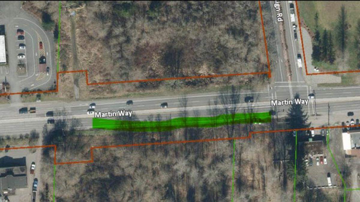 The area of Martin Way in Olympia that will be affected by the four-week cleanup of the Jungle.