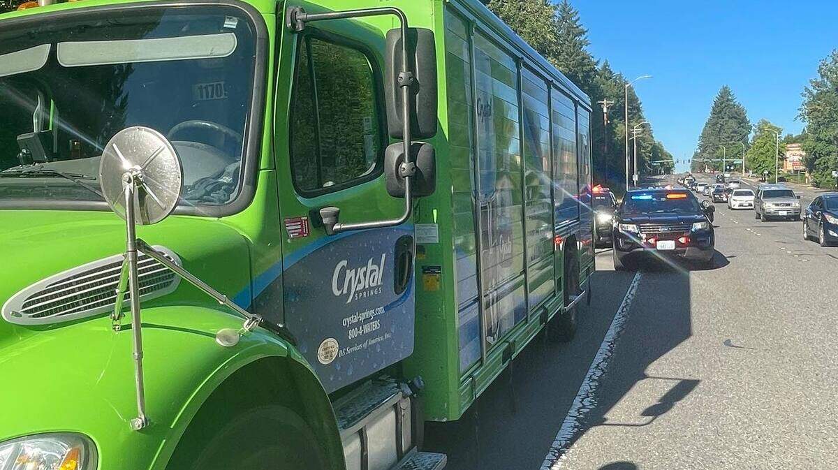 A Crystal Springs water truck driver left his keys in the vehicle to enter the Lacey Walmart on Galaxy Drive. When he returned, the truck was gone.
