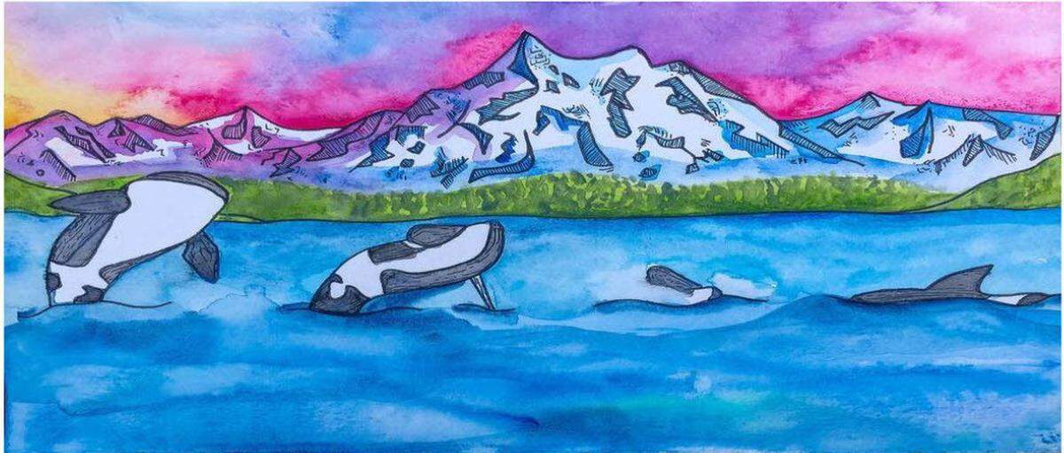 “My Home” by Emma Song. Watercolor and Pen, Olympia, Washington.