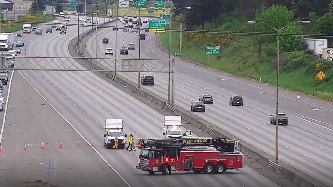 Wrong-way crash blocks all lanes of southbound I-5 in Tacoma, WSP says
