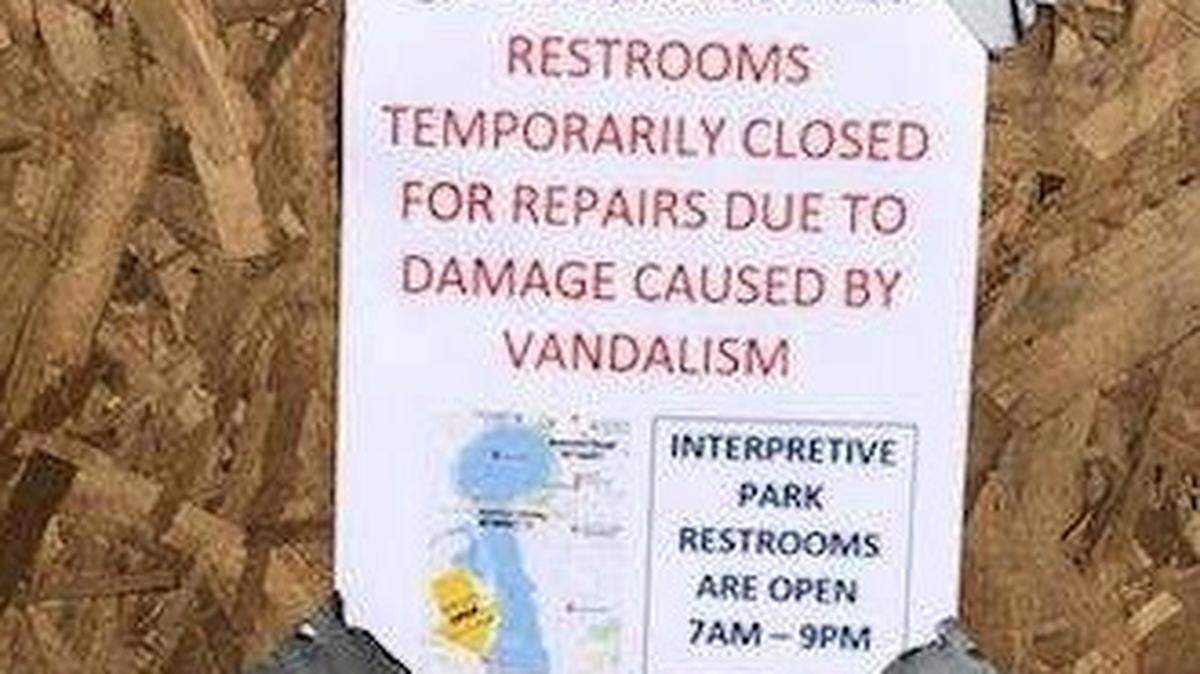 The Heritage and Marathon park bathrooms on either side of Capitol Lake are closed for repairs after they were recently vandalized, according to the sate Department of Enterprise Services, which manages the property.