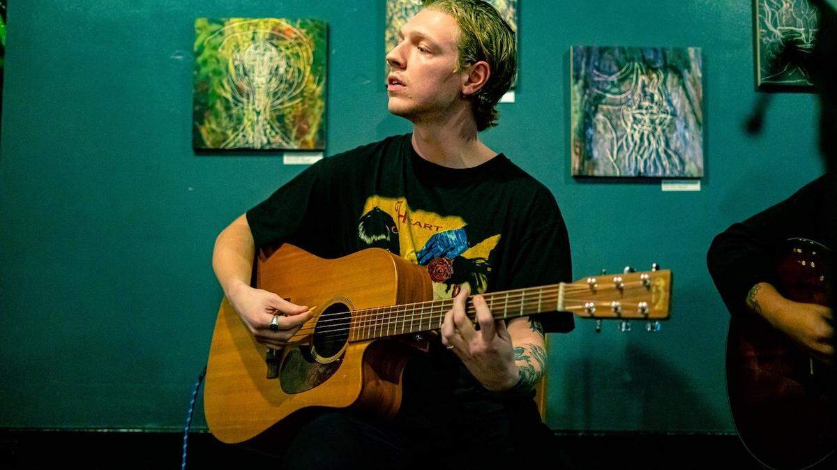 Devin Damitio of Seattle guitar rockers Lovely Colours, who graduated from Lacey’s Timberline High School, created a 15-minute set for Homemade Serenades. His parents, Dean and Lisa Damitio, own the Westside Tavern near West Central Park.