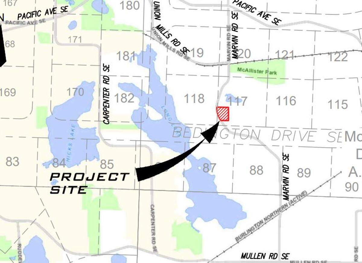 The location of the proposed townhomes.