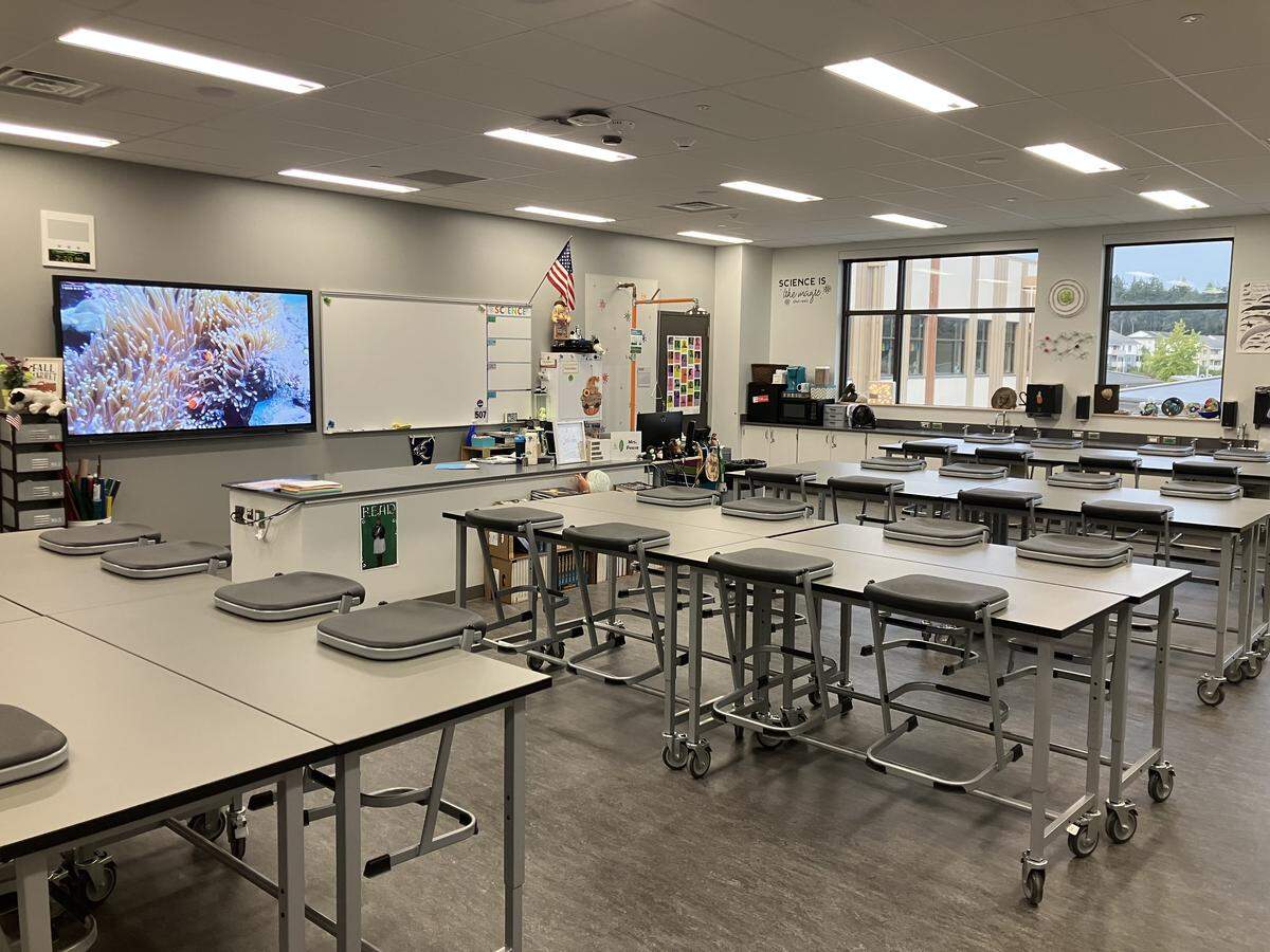 One of the new science classrooms at River Ridge High School in Lacey.