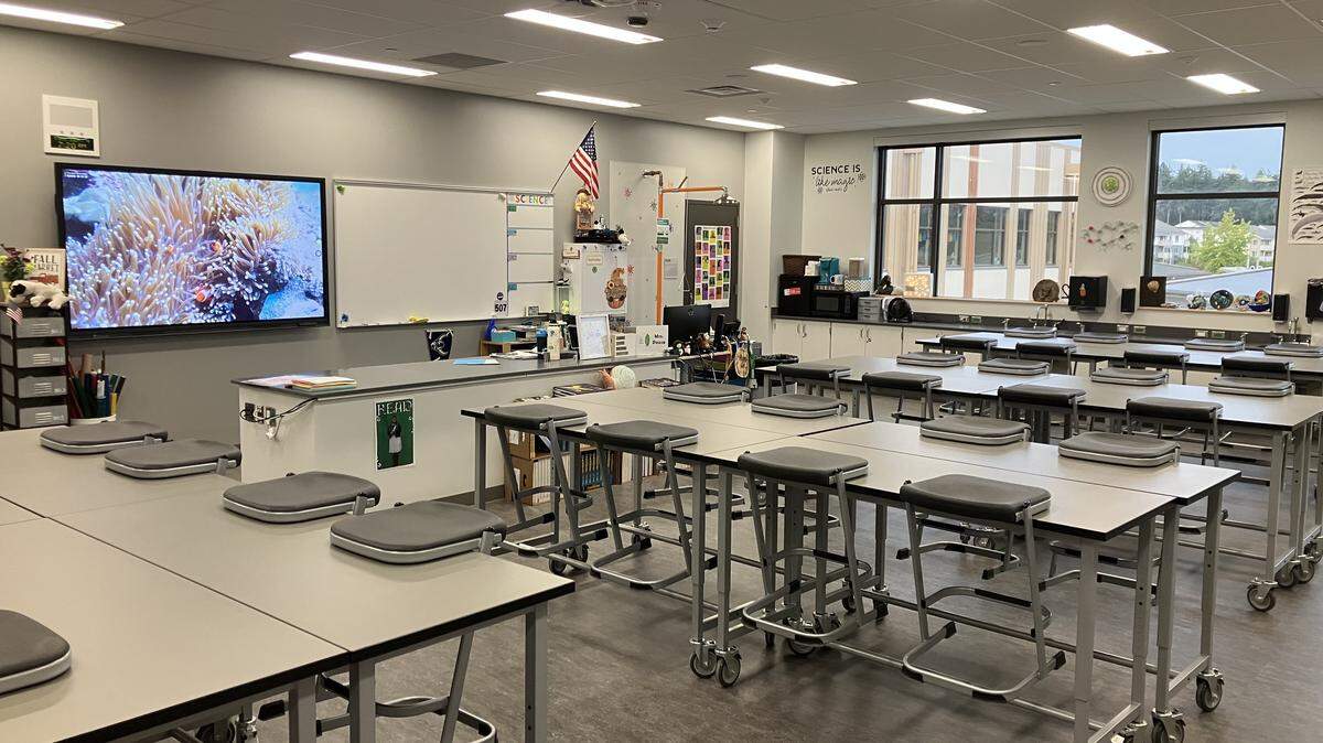 One of the new science classrooms at River Ridge High School in Lacey.