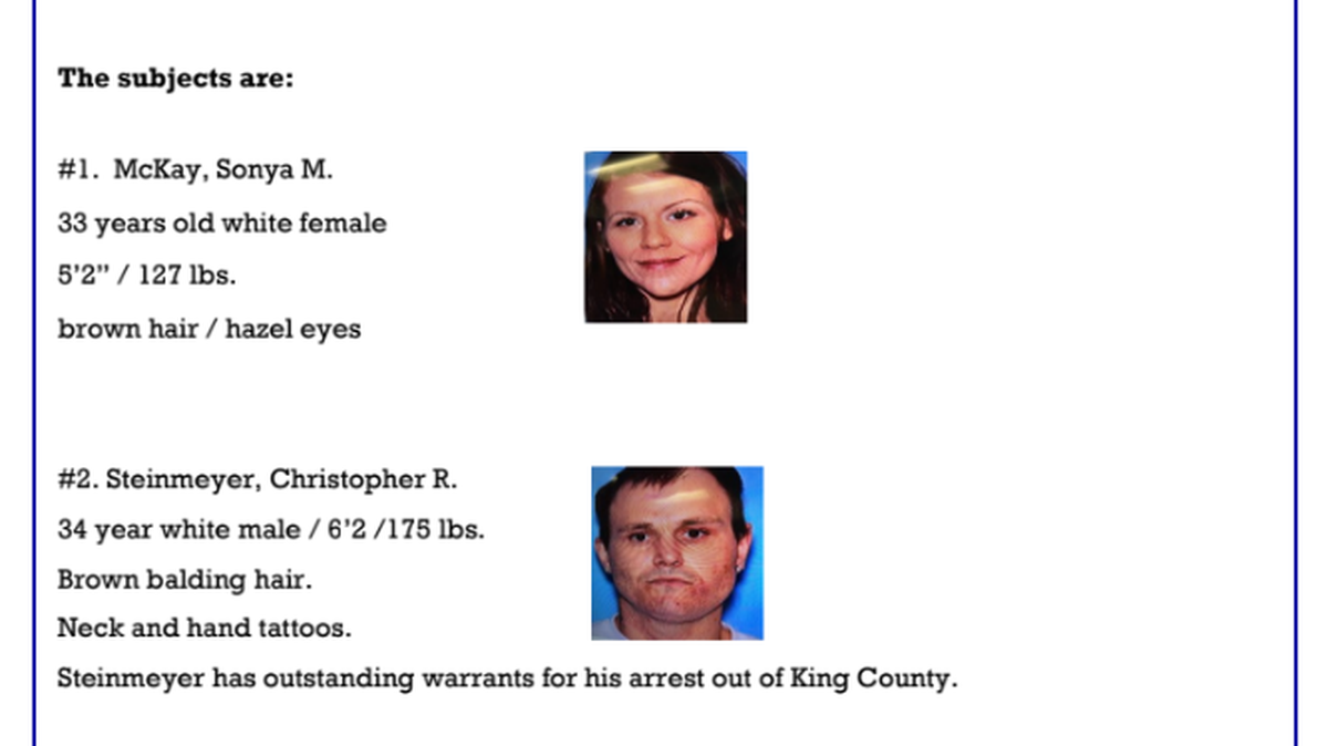 The two people wanted in Thursday’s carjacking in Lacey. The pair are on the run from law enforcement and are considered to be armed and dangerous.