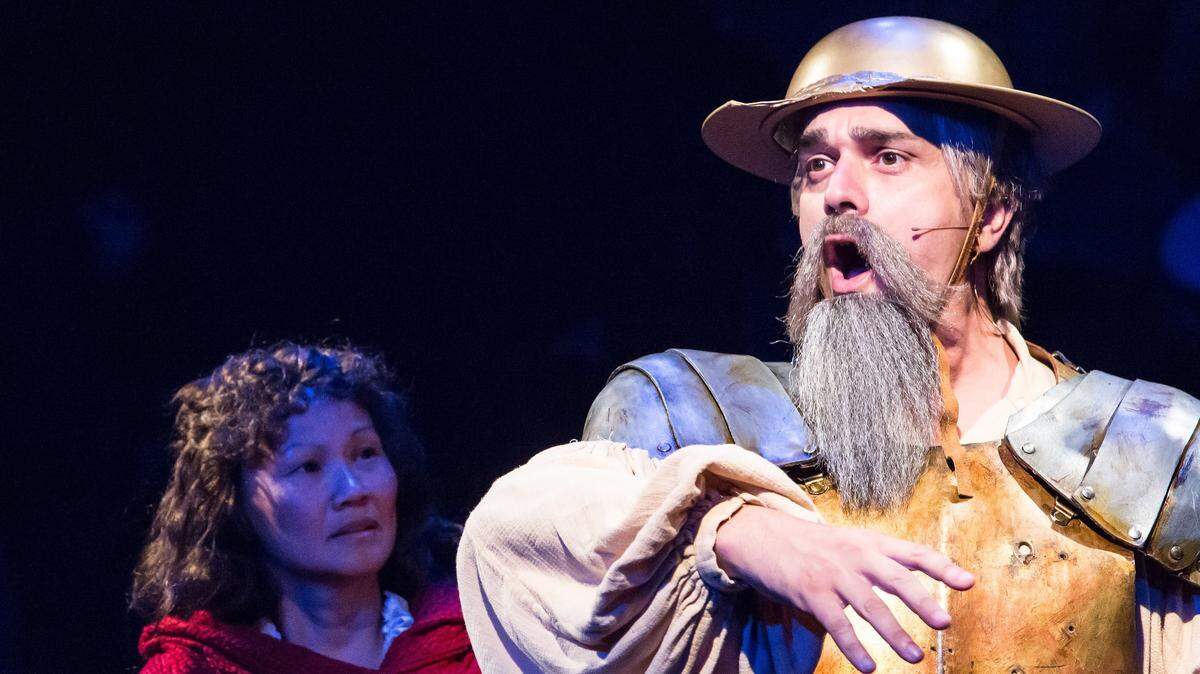 Galloway Stevens as Don Quixote and Monique Holt* as Aldonza in Harlequin Productions’ ‘Man of La Mancha,’ opening this weekend at the State Theater.