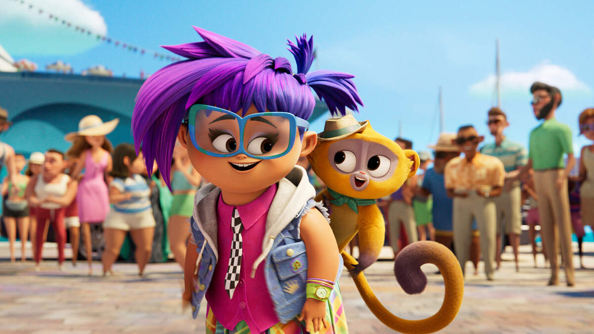 Gabi and Vivo in the 2021 animated musical comedy film “Vivo” with songs written by Lin-Manuel Miranda, who also voices the title character, who is a kinkajou.