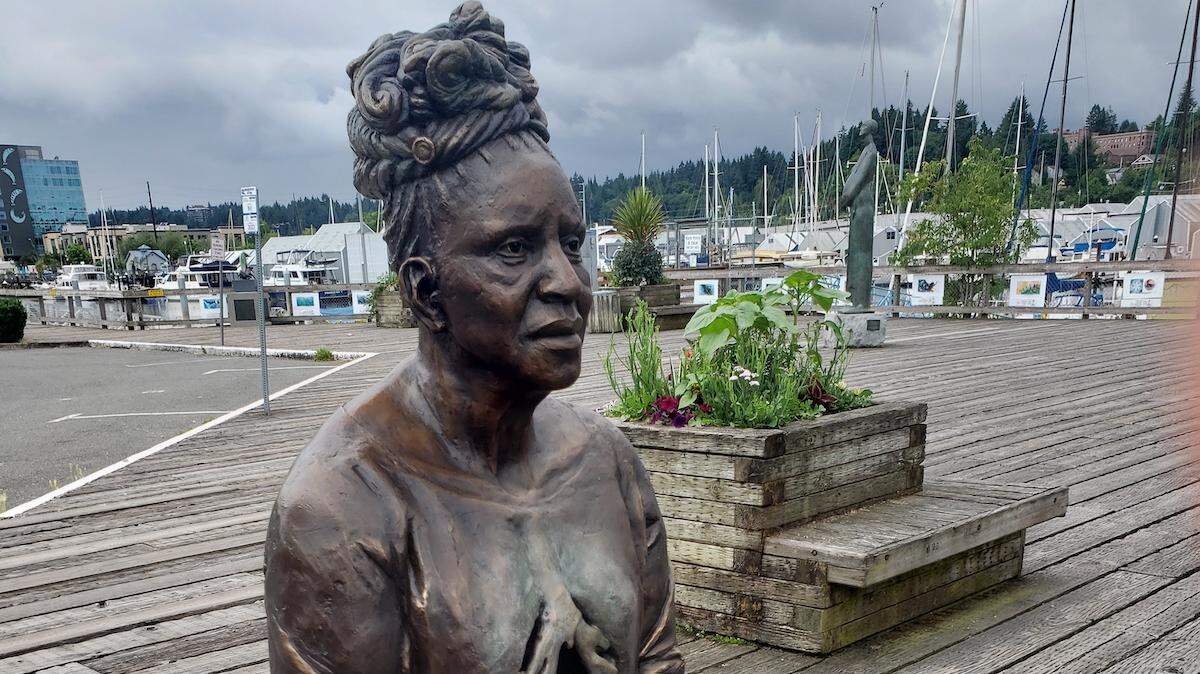 Aisha Harrison’s “Woman With Graves at Her Back” was part of the 2021 Percival Plinth Project. It won the People’s Choice Award, and on Tuesday, the Olympia City Council authorized the purchase of the sculpture for its permanent public art collection.