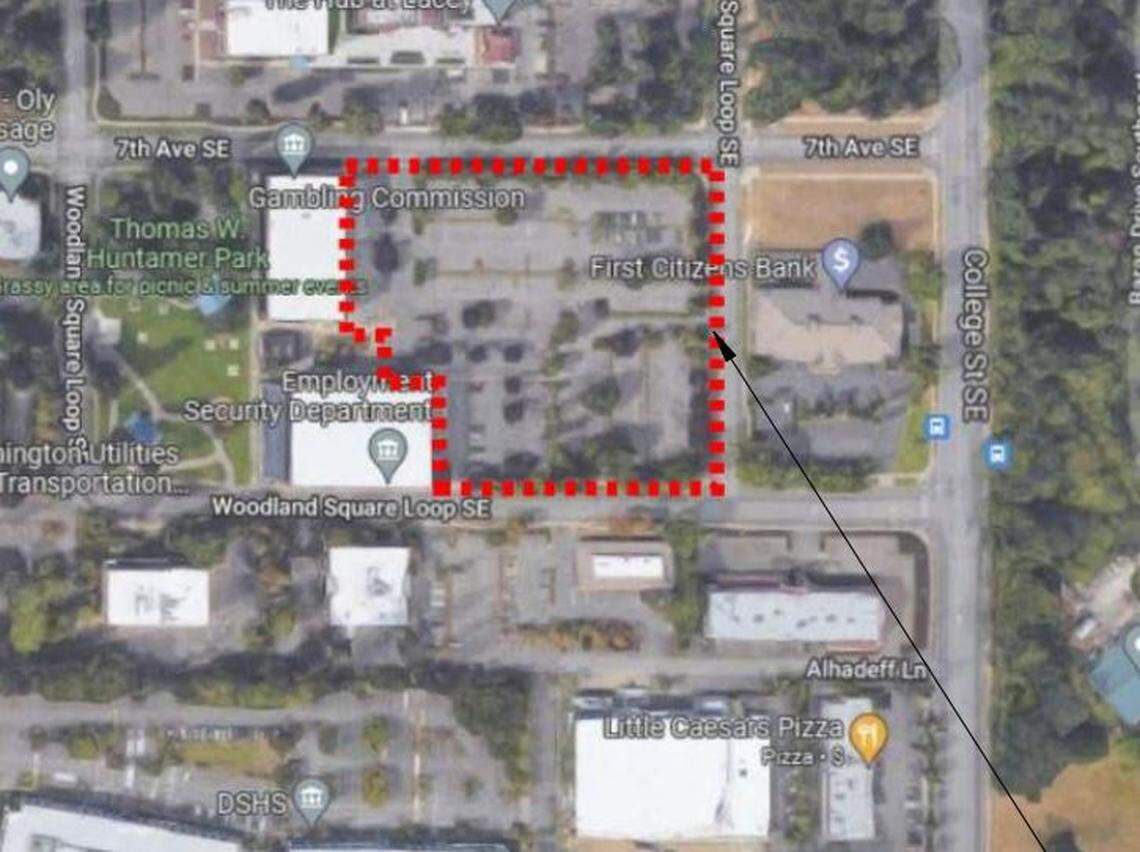 The location of a mixed-use development plan submitted by MJR Development of Kirkland to the city of Lacey.