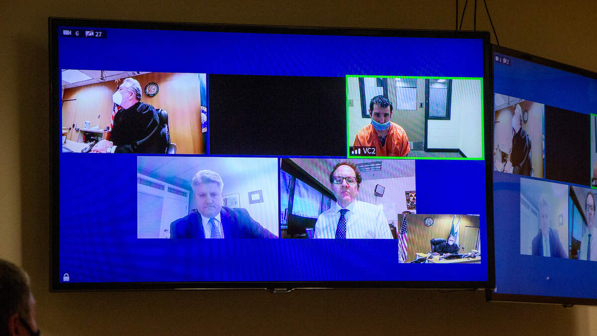 Christopher Steven Gjelsteen, 29, attends his preliminary appearance in Thurston County Superior Court Monday. Court Commissioner Pro Tem Charles Houser found probable cause for arson in the first degree and set his bail at $15,000. Gjelsteen is accused of setting his Lacey home on fire.