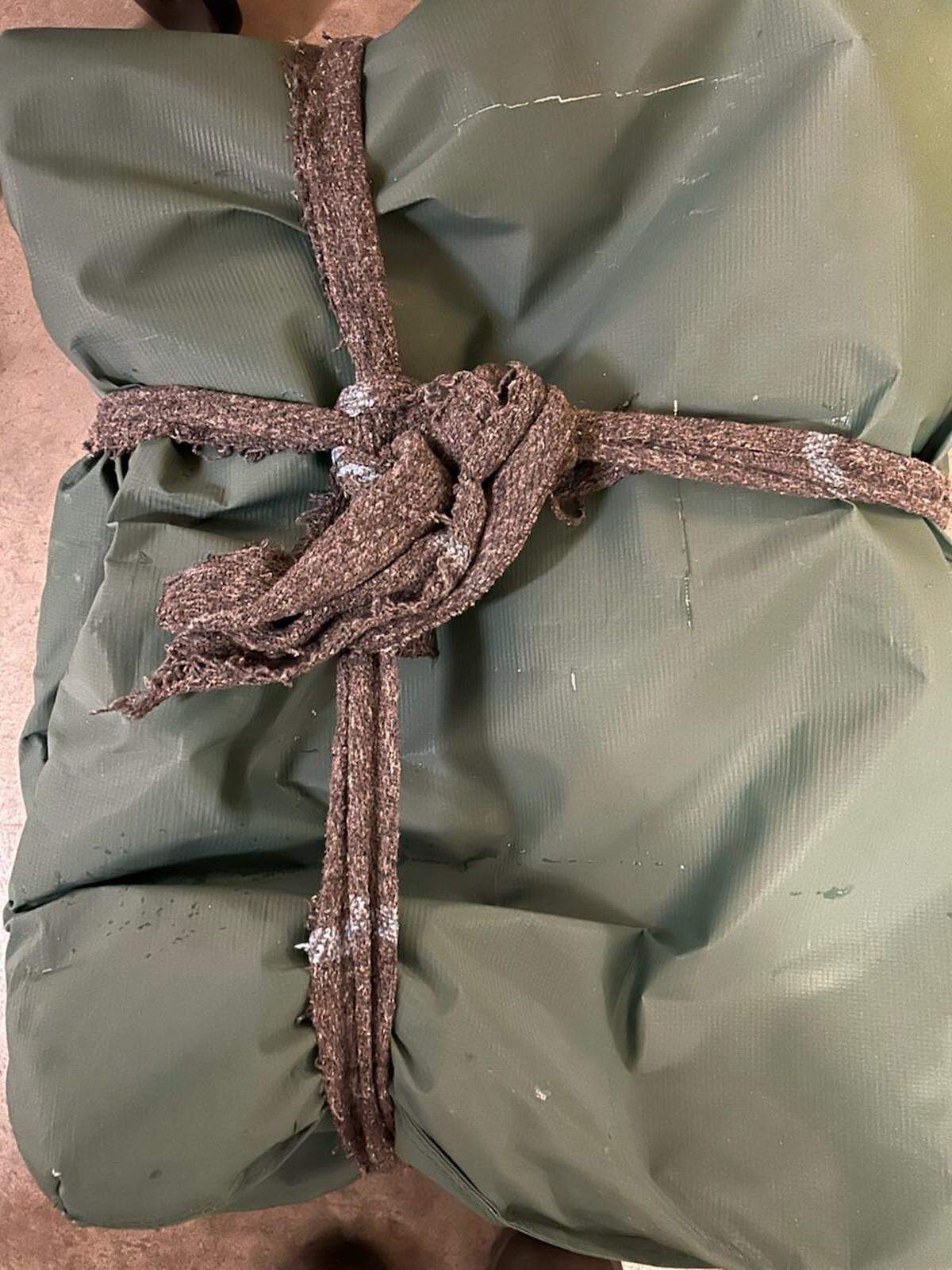 A defensive shield created out of a blanket and mattress by an inmate at the Thurston County jail.