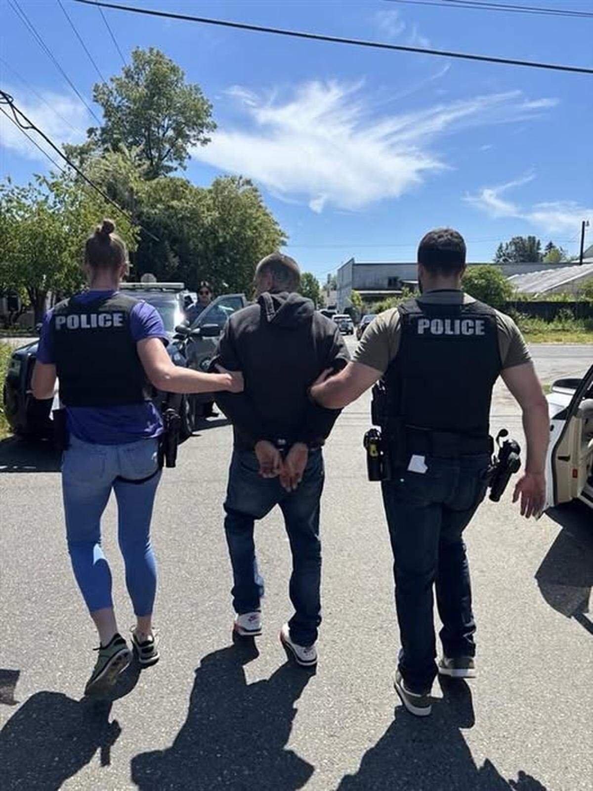 Lacey police, with Olympia officers, arrested a suspect on Chambers Street NE accused of multiple domestic violence crimes and violating a protection order.