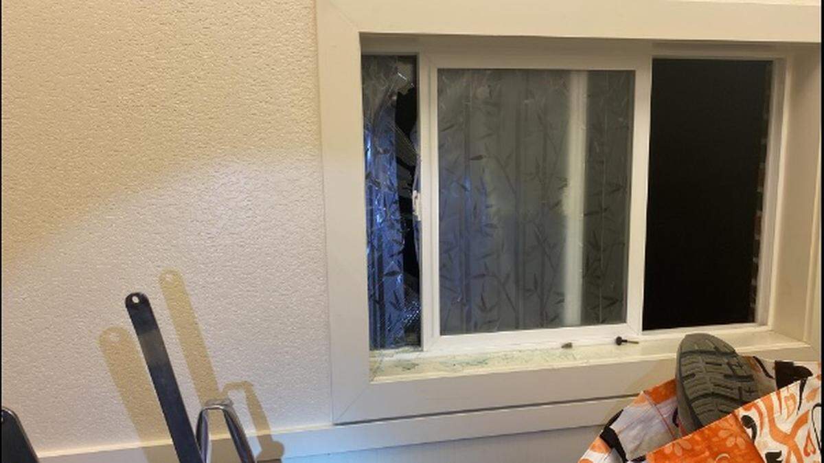 The window the burglar entered and exited during an early Monday morning break-in in Olympia.