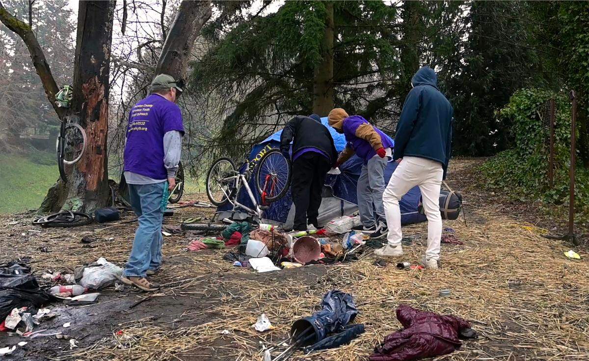 Our Ark volunteers make an outreach visit to some homeless youth on March 26, 2023.