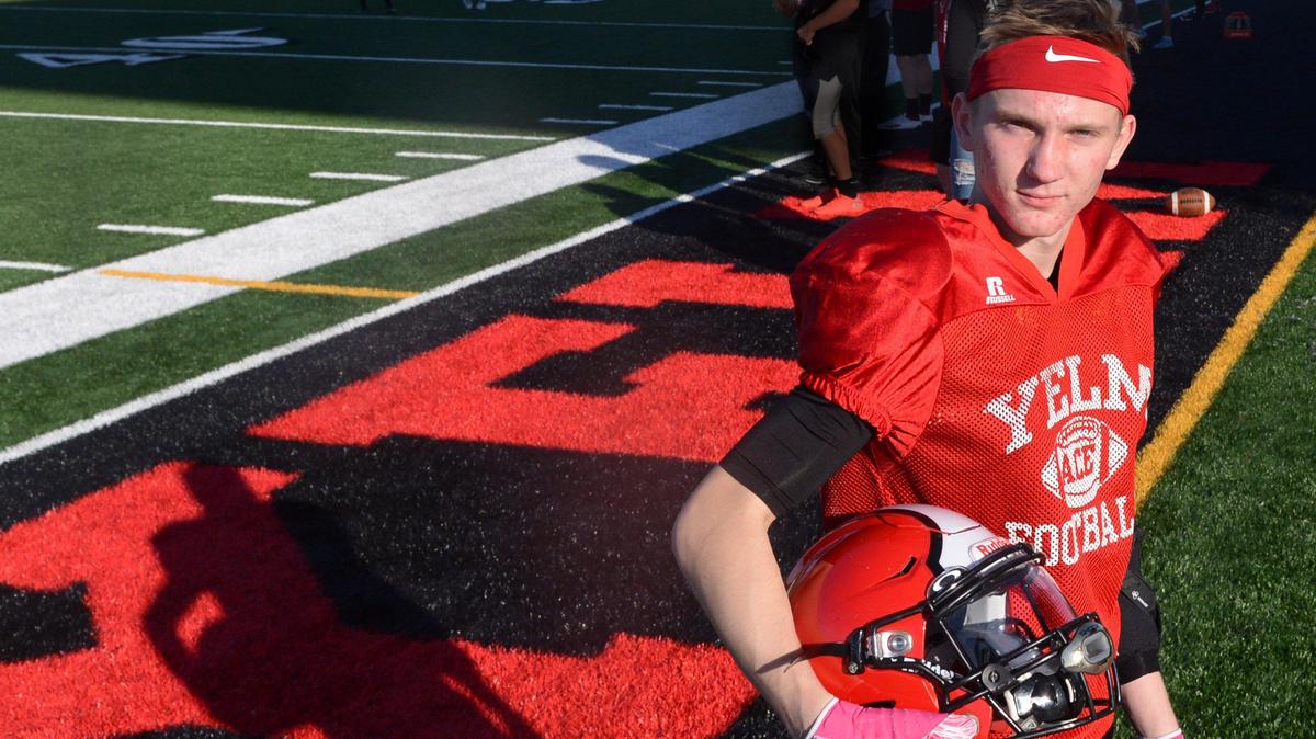 Yelm’s Auzzie Schaler didn’t play the last two seasons, but this year, set a school record for interceptions for the Tornados. photo taken Oct. 27,2019