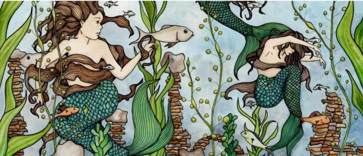 “Mermaid Cove” by Katie Harmon. Watercolor & Ink, Olympia, Washington.