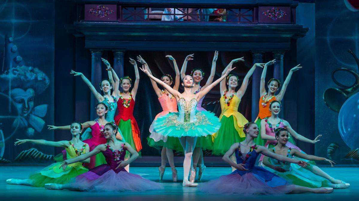 Studio West Dance Theater dancers perform the Waltz of the Flowers from Tchaikovsky’s Nutcracker.