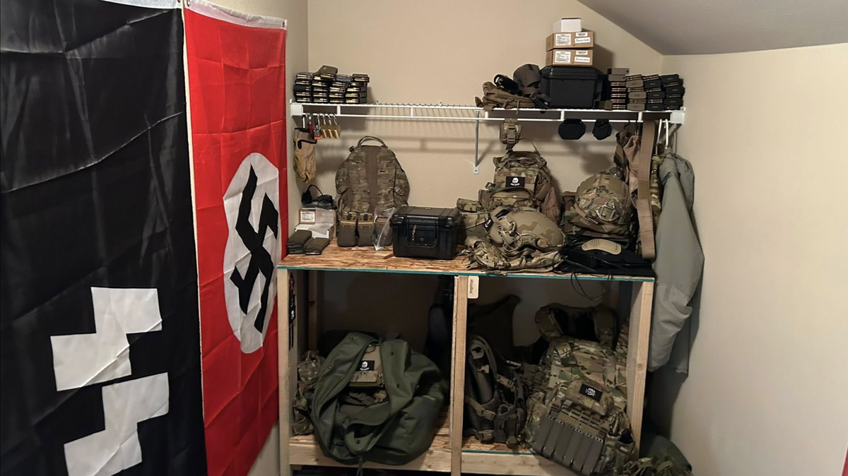 Federal law enforcement found a cache of guns, explosives and Nazi paraphernalia while raiding a home in Lacey. The Thurston County Sheriff’s Office arrested two men in connection to this investigation on Tuesday.
