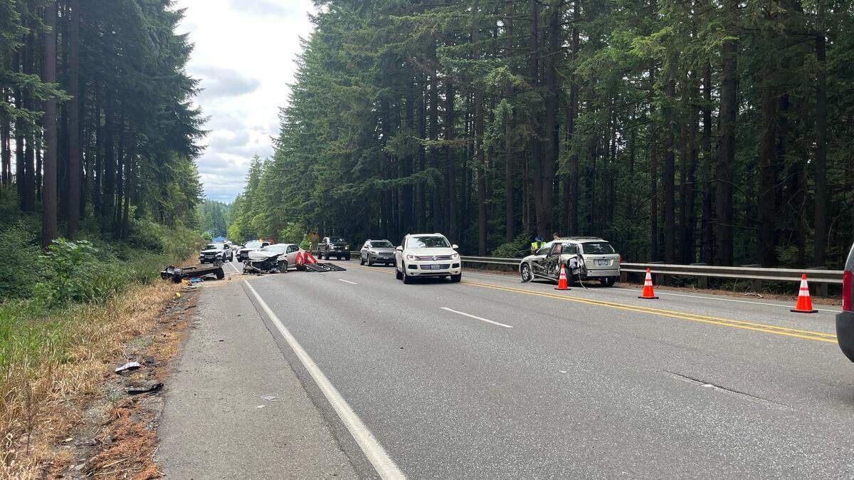 A 37-year-old Mason County driver was hurt Thursday morning when her vehicle was struck by a trailer that came loose on state Route 3, according to the Washington State Patrol.
