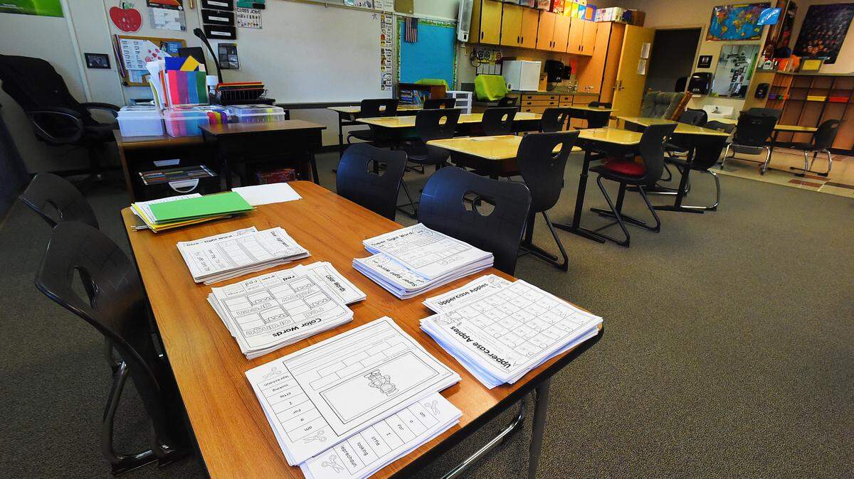 Lydia Hawk Elementary School sits idle on Monday, during the state-mandated COVID 19 closure.