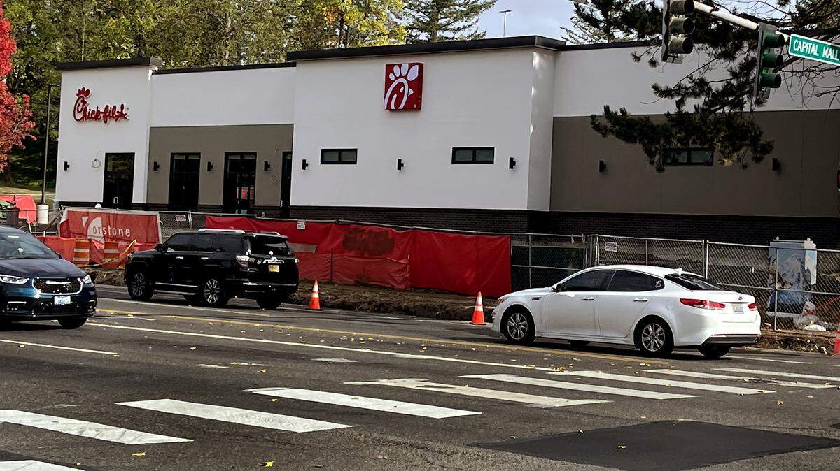 Located at Capital Mall Drive, the new Chick-fil-A west Olympia location is nearing completion.