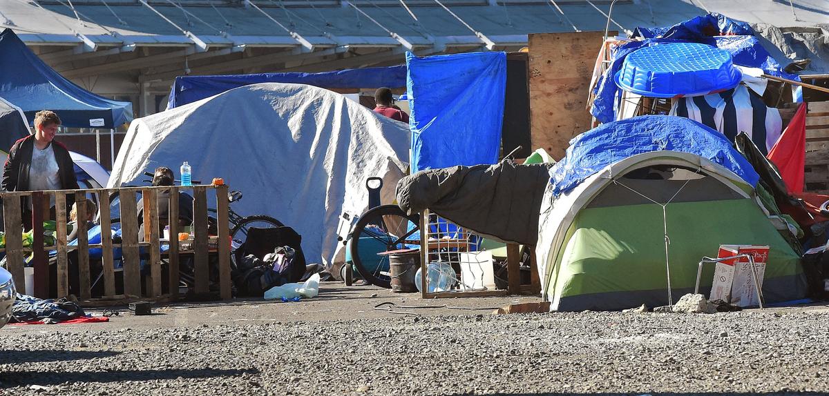 An expanding sea of tents has appeared in the open lot along Olympia’s Franklin. St. near the Intercity Transit Center. Photo taken Oct 17,2018