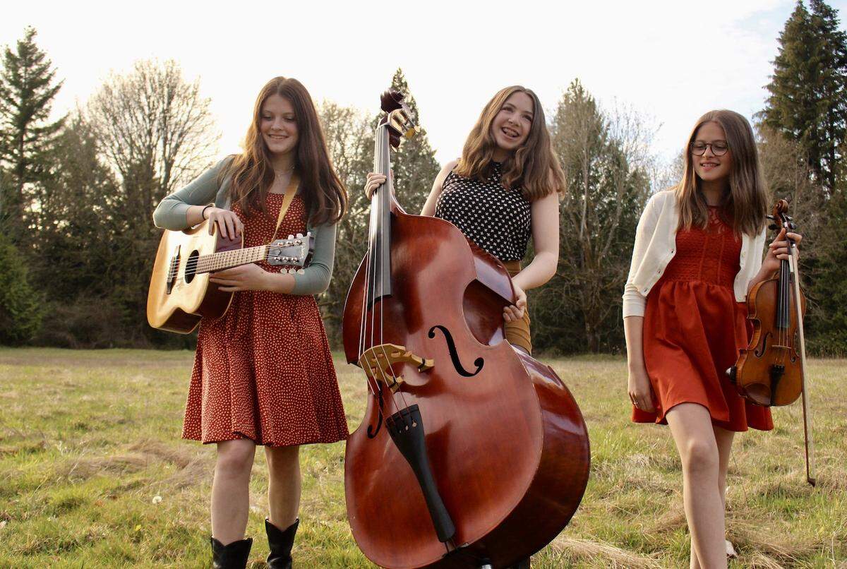 The Sassafras Sisters are Ellie Davis (guitar), 16, Olympia High School; Ruby Neatherlin (stand-up bass), 15, Olympia High School; Annie Davis (fiddle), 14, Nova Middle School. They will open for Molly Tuttle Oct. 1 at the Capitol Theater in Olympia.