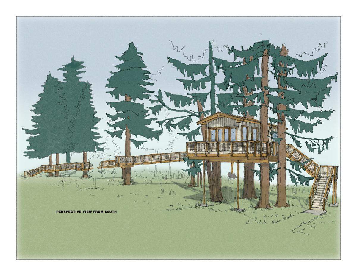 A rendering of Wolf Haven’s Treehouse Learning Center.